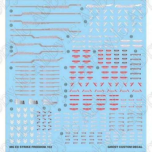 MGEX 1/100 ZGMF-X20A 스트라이크 프리덤 마스터 그레이드 익스트림 모바일 슈트 시드 데스티니 워터 슬라, 01 2 Piece Decal ONLY