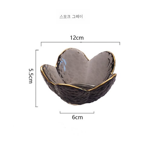 DFMEI 프놈펜 샐러드 볼 망치무늬 투명 유리볼 거실 가정용 과일볼 과반식기입니다., DFMEI 연꽃 그릇 연기 회색 골드 그림