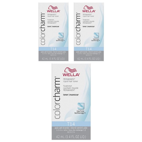 웰라 컬러참 영구 액상 헤어 토너 42ml, T14 Pale Ash Blonde, 3개