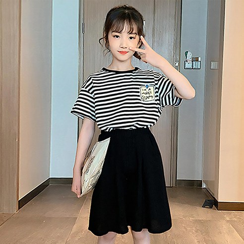 베비포 초중생 반팔티 치마반바지 상하세트 B736
