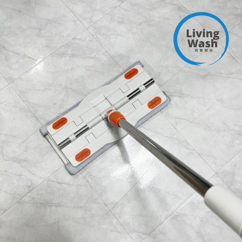 스테인리스 물걸레밀대 극세사 집게형 청소 밀대걸레 막대 바닥, 리빙워시 물걸레밀대, 1개