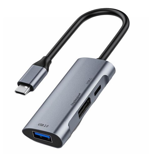 프로 노트북 태블릿 프로젝터용 멀티포트를 표시하는 슬림 USB C, {"사이즈":"2.7x1.1x0.5 인치"}, {"수건소재":"알루미늄 합금"}, 은회색