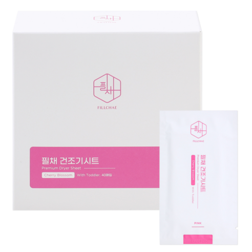 필채 건조기시트 핑크 체리블라썸향, 1개, 40개입