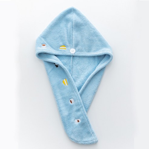산호 양털 흡수제 자수 건조 캡 극세사 빨리 드라이 고급형, 65*25CM, 디저트 스카이 블루