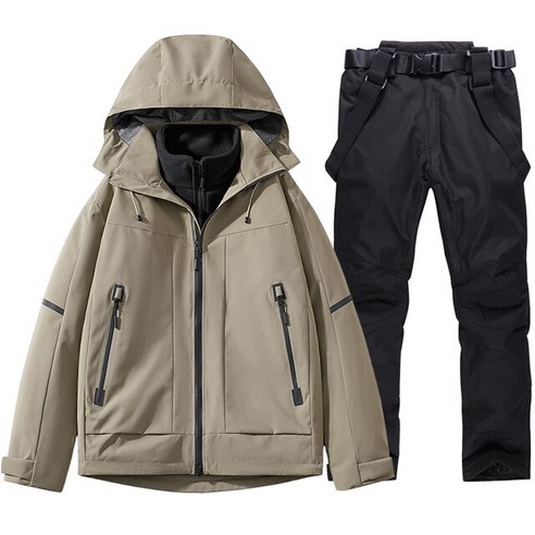 스키 스노우보드 남성 스키복 2 in 1 스노우보드 재킷 및 팬츠 야외 따뜻한 방수 바람막이 통기성