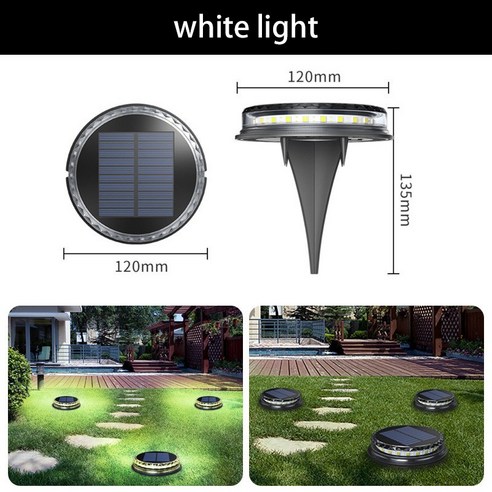 [LF] 태양광 led 잔디등 아웃도어 가든장식 방수 가든장식 매립정원경관등, White light_White light