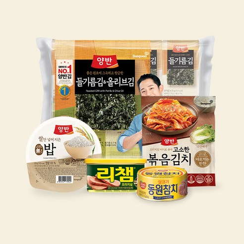 [무적세트] 동원 쌀밥 130g 12개+볶음김치 80g 5개+리챔 200g 6개+참치 85g 10개+양반김 16봉, 상세 설명 참조, 상세 설명 참조, 상세 설명 참조