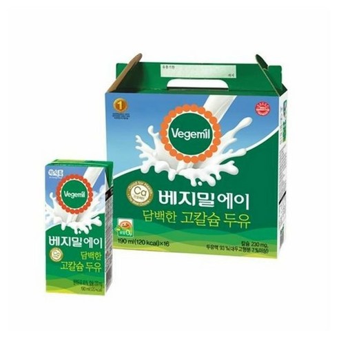 베지밀 에이 담백한 고칼슘 두유, 190ml, 16개