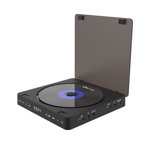 WANDU DVD/CD 플레이어 이어폰 포함 가정용 휴대용 레트로 감성 무선 CD플레이어, 블랙