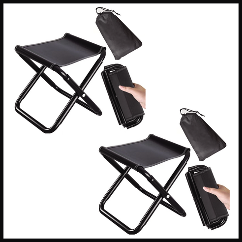 아마나스 초경량 야외 휴대용 접이식 의자, 2개, 블랙