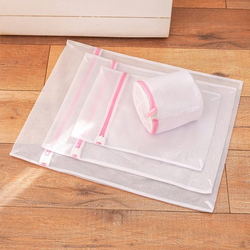 Foldable Delicates 란제리 지퍼가 달린 메쉬 세탁 워시 가방 브래지어 양말 속옷 세탁기 의류 보호 네트, 하나, 4 PCS