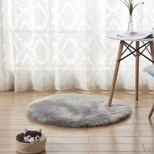 현대 심플한 카펫 바닥 깔개 원형 벨벳 소파 깔개 방석 침실 가득 깔다 거실 가정용 창문 깔개, 엷은 회색