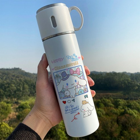 옥 개 보온병 만화 귀여운 패션 학생 간단한 일본식 대용량 물 컵 뚜껑 음료수, XA1157 만화, 350ml 뚜껑 수 컵