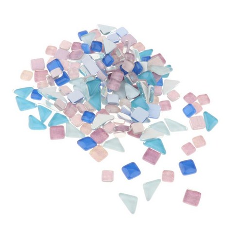 110pcs 혼합 다채로운 유리 모자이크 타일 홈 장식에 대 한 불규칙 한 크리스탈 유리 조각 타일 diy 공예 프로젝터, 보라색 블루