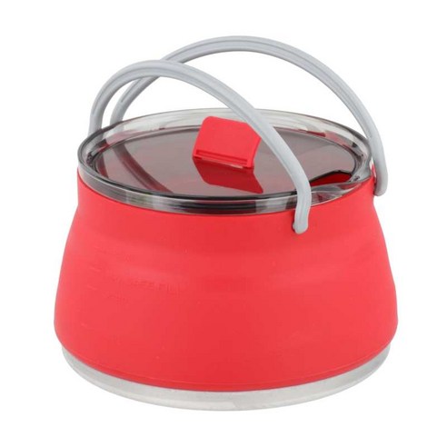 1L 캠핑 실리콘 접는 주전자 접을 수있는 요리 냄비 하이킹 주전자 주전자 배낭 여행, 빨간색, 15x15x9.5cm