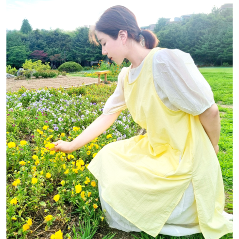 룩엣홈 어린이집 유치원 선생님 엉덩이 덮는 빅사이즈 가벼운 여름 앞치마, light yellow, 1개