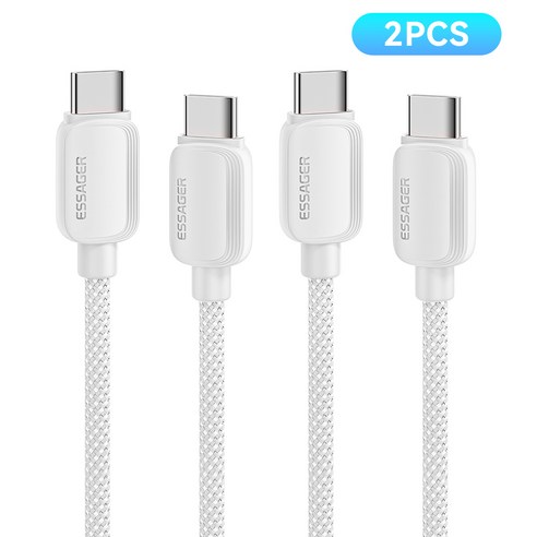 Essager 100W 5A C타입 고속충전케이블, 2개, 2m, 흰색