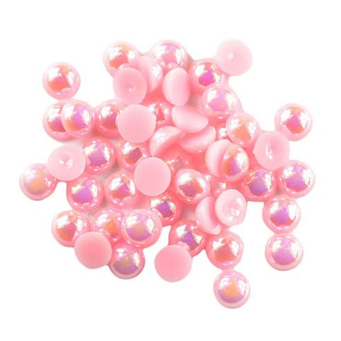 100pcs 플랫 백 진주 모조 다이아몬드 꾸밈 얼굴 스크랩북 공예, 플라스틱, 담홍색