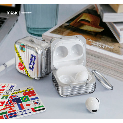 미아크 갤럭시 버즈 2 프로 / 버즈 FE / 버즈 프로 라이브 캐리어 케이스, 실버