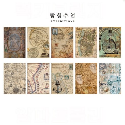 파슬리컴퍼니 크라프트지 빈티지 메모 패드 4종 감성 다꾸 속지 용품, 탐험수첩