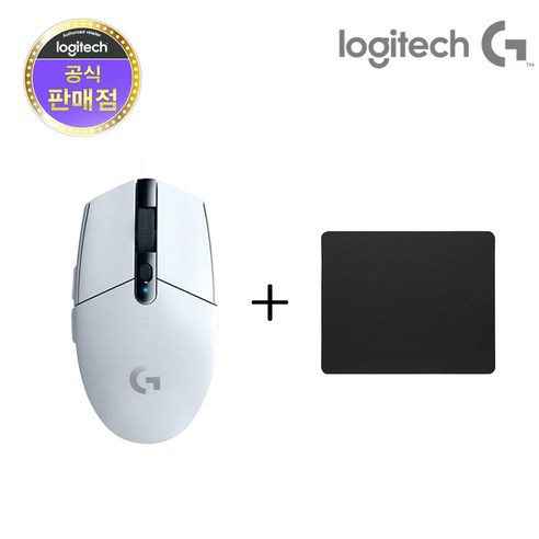 로지텍 G304 LIGHTSPEED 무선 마우스 + 마우스패드, 화이트 + 마우스패드