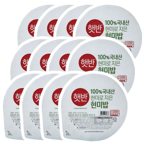 CJ 100% 국내산 현미로 증류 백미 130g, 12개 100%현미밥 CJ 100% 국내산 현미로 증류 백미 130g, 12개 100%현미밥