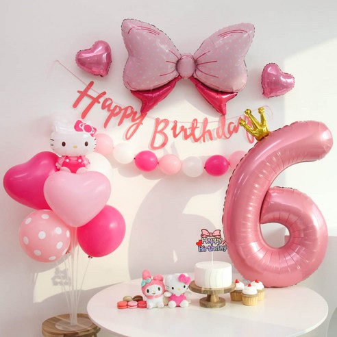 [이벤트홀릭]산리오 헬로키티 풍선 링커벌룬 생일파티세트, 숫자풍선 6