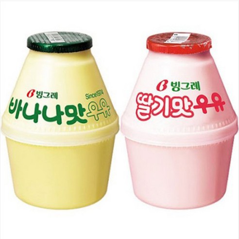 빙그레 단지우유 바나나맛 6개 +딸기맛 6개 (총 240ml x 12개), 1세트 우유200ml Best Top5