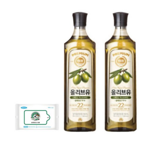 해표 압착올리브유 900ml x 2개, 1세트