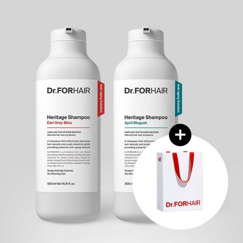 닥터포헤어 두피 안티에이징 헤리티지 샴푸 500mlX2 +쇼핑백, 에이프릴 뮤게 500ml_얼그레이 블리스 500ml, 2개, 500ml