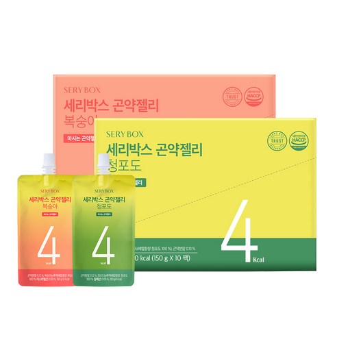 [세리박스] 곤약젤리 청포도맛 복숭아맛 (각 10개입), 1세트, 150ml