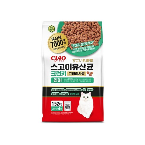 [P-343K] 챠오 스고이 유산균 크런키 1.52kg – 연어 고양이 사료