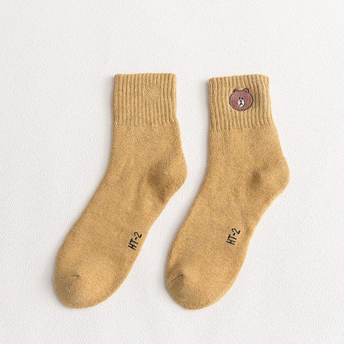 사랑스러운 발걸음을 완성하는 론조모니 곰돌이 자수 양말 세트