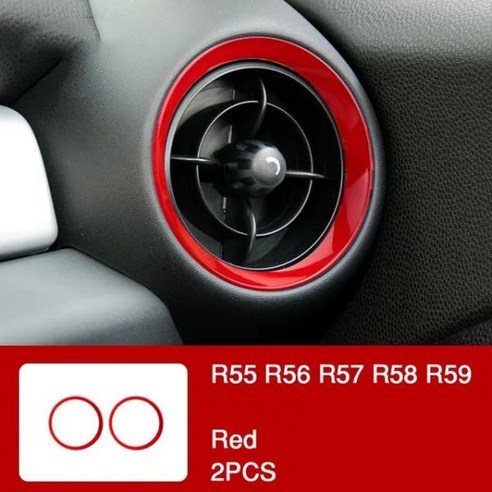 자동차 에어컨 공기 배출구 링 인테리어 개조 탄소 스티커 BMW 미니 쿠퍼 S R55 R56 R57 R58 R59 액세서리, 09 both side-Inner-red
