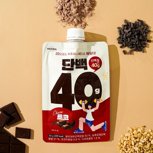 단백질 쉐이크 프로틴 단백40 초코, 7개, 60g