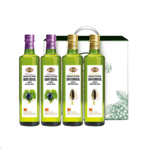 소르바스 포도씨유500ml 2병+해바라기유500ml 1병 오일 선물세트, 1개, 500ml