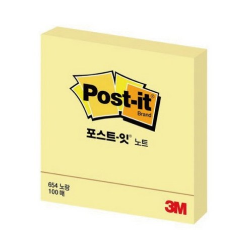 쓰리엠 포스트잇 노트 654 76 x 76 mm 100매, 노랑, 3개