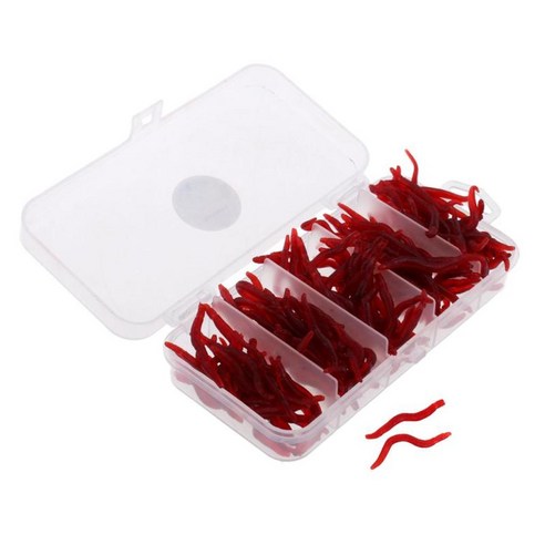 150Pcs 지렁이 소프트 바다 낚시 루어 인공, 설명, 레드, 실리콘