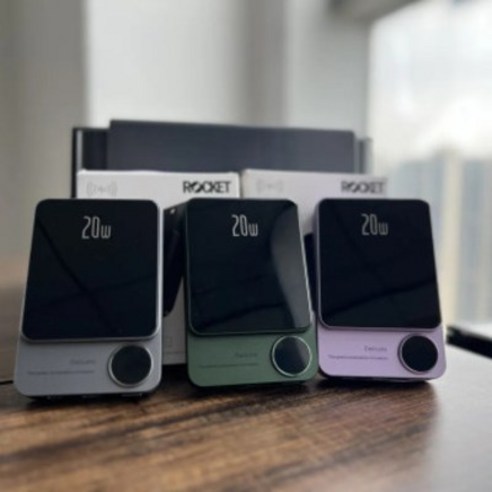 디큐브 맥세이프 보조배터리 10000mAh 20W고속충전 + 맥세이프링 / USB케이블, 메탈그린