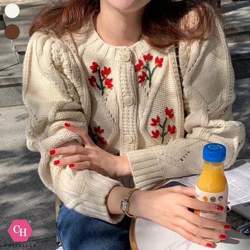 시크힐즈 꽃송이 자수 빈티지 니트 가디건 꼼데가르송가디건 시크힐즈 꽃송이 자수 빈티지 니트 가디건 꼼데가르송가디건