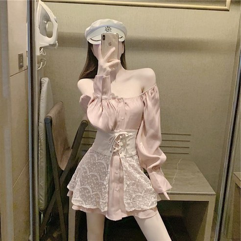 가을 사교계 기질 왕실 자매 바람 그물 붉은 분홍색 정장 빛 익은 스타일의 외국 스타일 여름 드레스 투피스 세트는 소금과 달콤한 수 있습니다