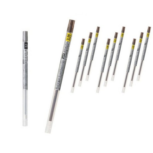꼬맹이샵 유니 시그노 스타일핏트 젤잉크 리필심 UMR-109 0.38mm +M5R-189, 10개+샤프리필1개, Brown Black