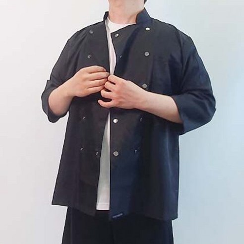 셰프 브루노 가벼운 스냅 단추 칠부 조리복