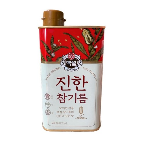 CJ백설 진한참기름 450ml 백설 참기름 들기름 기름, 1개