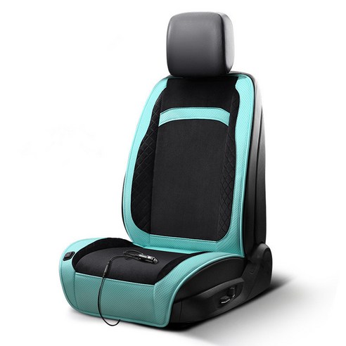 VKKN 범용 자동차 온열매트 자동차방석 운전석 12V/24V, 블루블랙, 1개