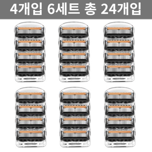 바나 질레트 호환 프로 글라이드 면도날 질레트 호화 면도날4개입6개 총 24개입, 4개입 6세트 총 24개입