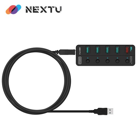 넥스트유 5포트 USB3.2 10G 유전원 멀티허브 NEXT-UH345-10G, 01. BLACK (1년무상 A/S), 1개