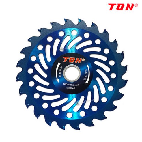 TON 톤 초경톱날 TON-6 (160mmX24P) 원형 예초기 톱날, 24개 TON 톤 초경톱날 TON-6 (160mmX24P) 원형 예초기 톱날, 24개