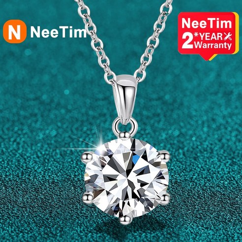 랩다이아몬드  모이사나이트목걸이 다이아 목걸이 랩다이아 4캐럿 10mm moissanite 925 스털링 실버 18k 골드 도금 다이아몬드 펜던트 웨딩 쥬얼리