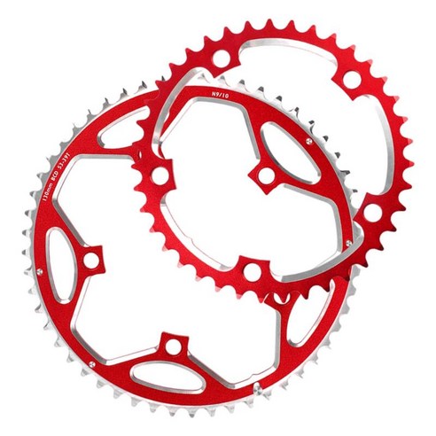 알루미늄 합금 도로 자전거 체인 링 자전거 체인 링 130mm BCD 39-53T 도로 자전거 수리 용, 빨간색